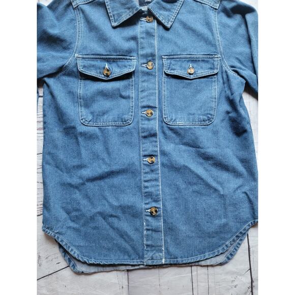 Cavalini Denim Collection Women Large Button Up Shirt Long Sleeve Denim - Picture 2 of 6